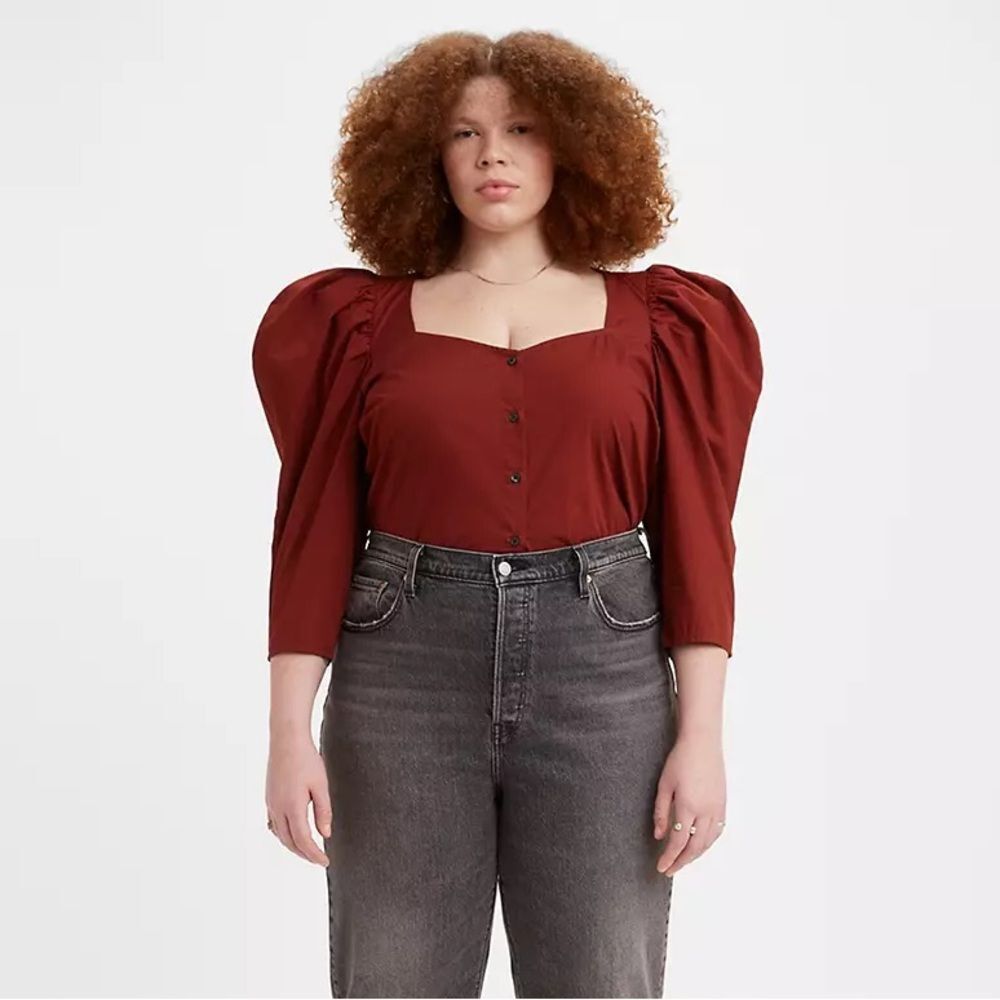 Levis NWT Ellora Blouse Plus Size Puff Sleeve Cropped Size 2X